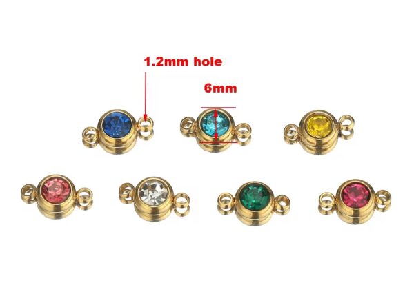 Double hole round stone charm pink - Image 2
