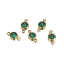 Double hole round stone charm Green