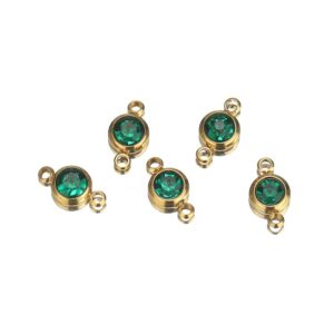 Double hole round stone charm Green