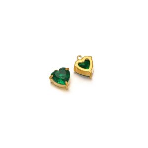 Big heart single hole stone charm green