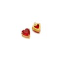Big heart single hole stone charm red