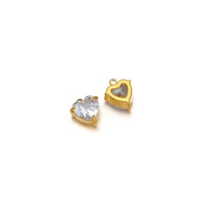 Big heart single hole stone charm white