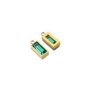 Mini rectangle single hole stone charm light blue