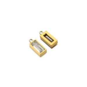Mini rectangle single hole stone charm white