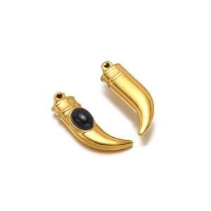 Golden horned gemstone black