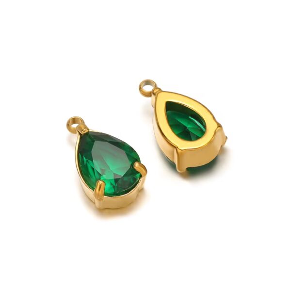 Big drop single hole stone charm green - Image 4