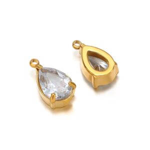 Big drop single hole stone charm white