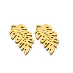 Flat golden leaf charm