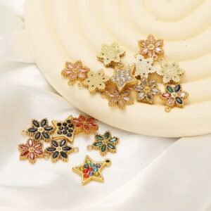 Five petal stone flower charm Dark green