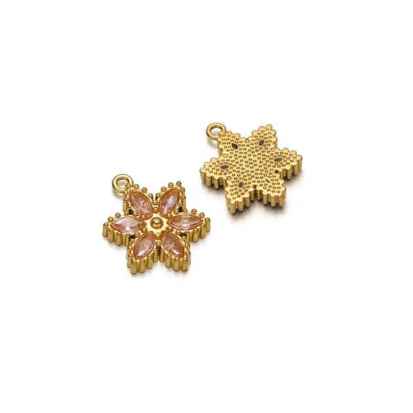 Five petal stone flower charm Pink - Image 2