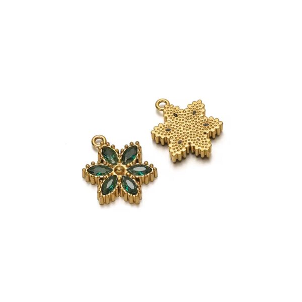 Five petal stone flower charm Dark green - Image 4