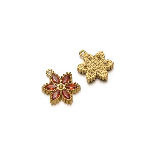 Five petal stone flower charm Red - Image 3