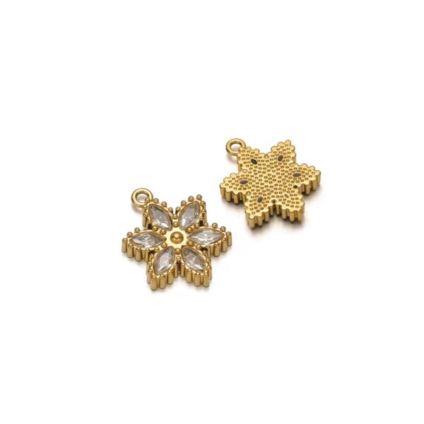 Five petal stone flower charm White - Image 3