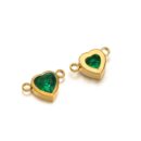 Double hole heart stone charm dark green