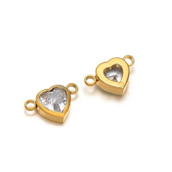 Double hole heart stone charm white - Image 2