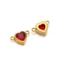 Double hole heart stone charm dark red