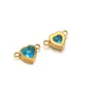 Double hole heart stone charm sky blue