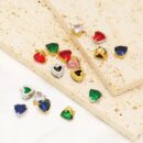 Big heart single hole stone charm red