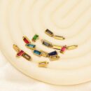 Mini rectangle single hole stone charm green