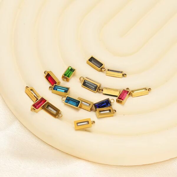 Mini rectangle single hole stone charm green - Image 2