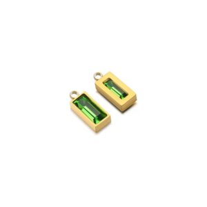 Mini rectangle single hole stone charm green