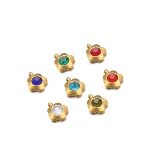 Mini flower single hole stone charm white