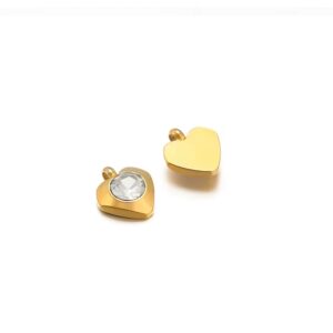 Mini heart single hole stone charm white