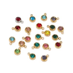 Mini round single hole stone charm black