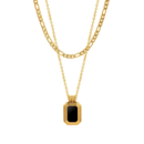 Black shell double layered necklace