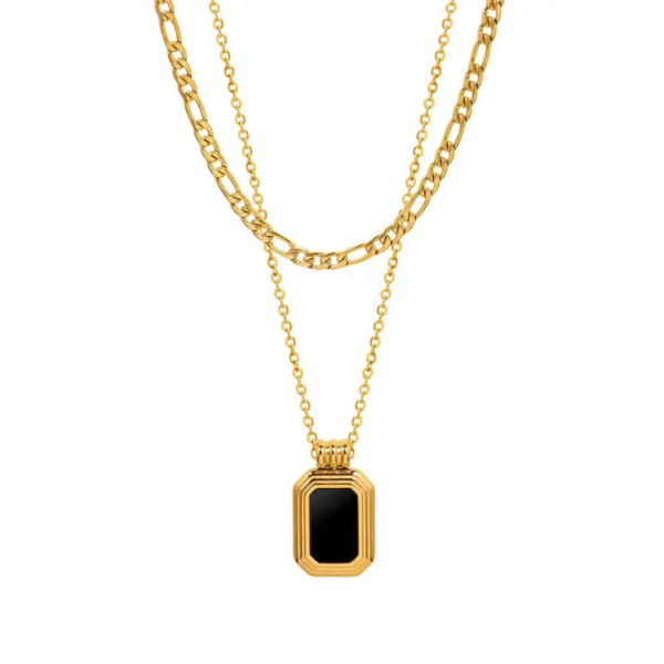 Black shell double layered necklace - Image 3