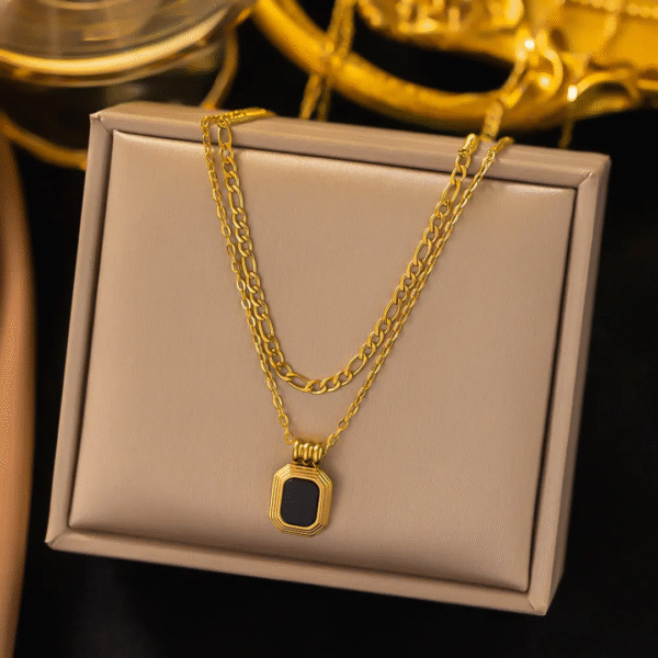Black shell double layered necklace - Image 2